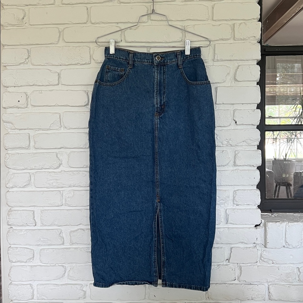 VINTAGE 90s / Y2K Zena Jeans Denim / Jean Midi Skirt with Pockets, Size Small
